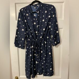 Navy blue and white spotted dress
